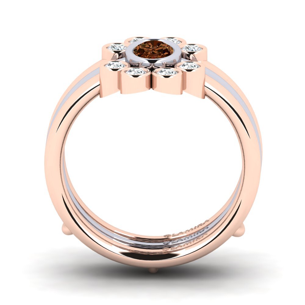 Ovalado Diamante café Anillo Flet SET