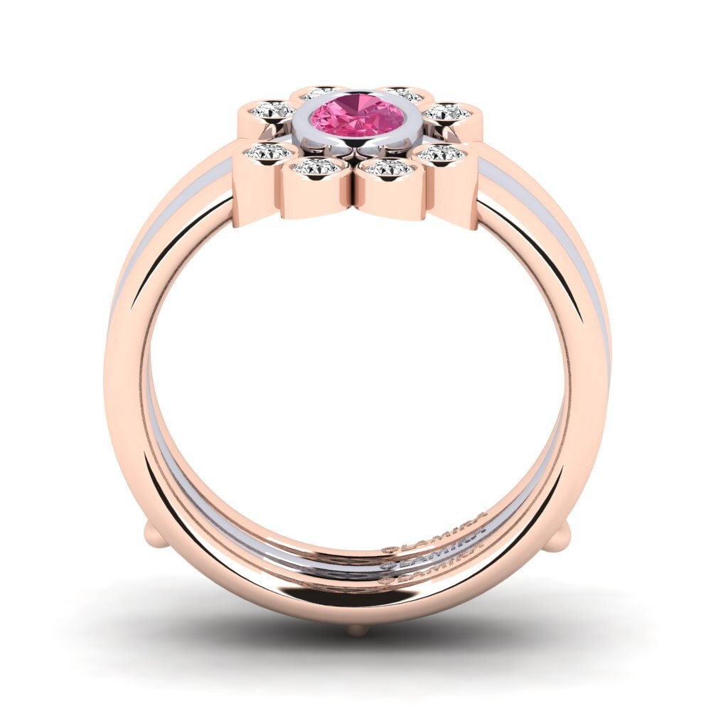 Turmalina rosa Anillo Flet SET
