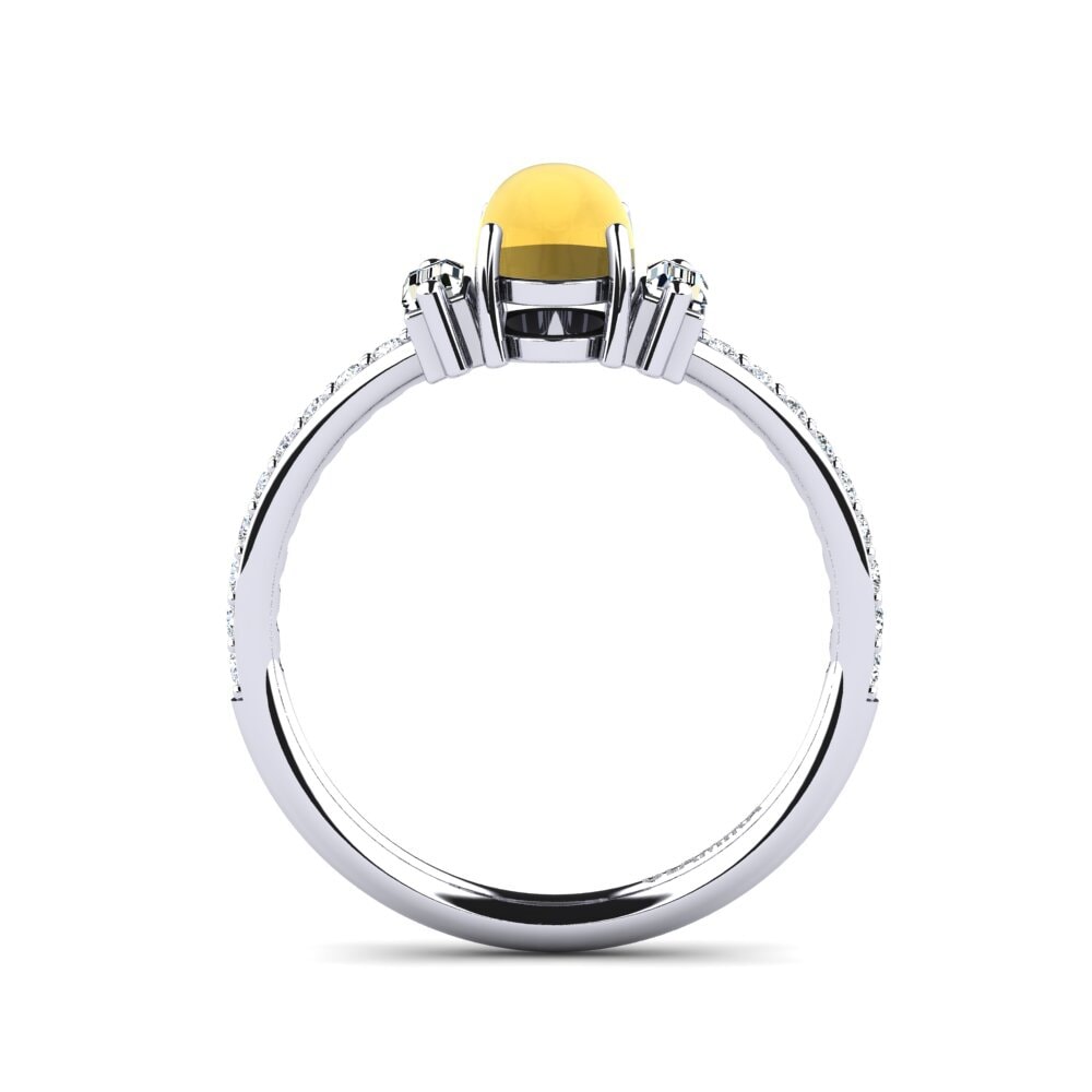 Citrino Cabujón Anillo Fleurette