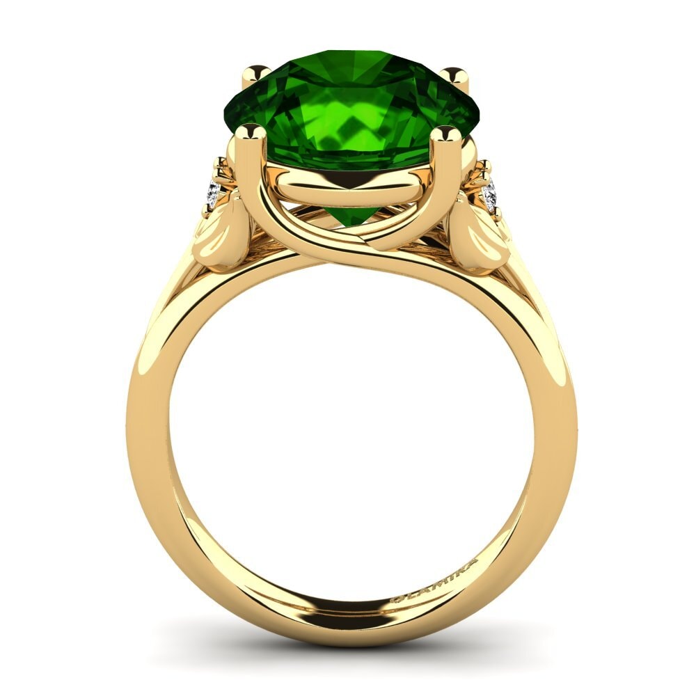 14k Oro Amarillo Turmalina verde Anillo Florrie