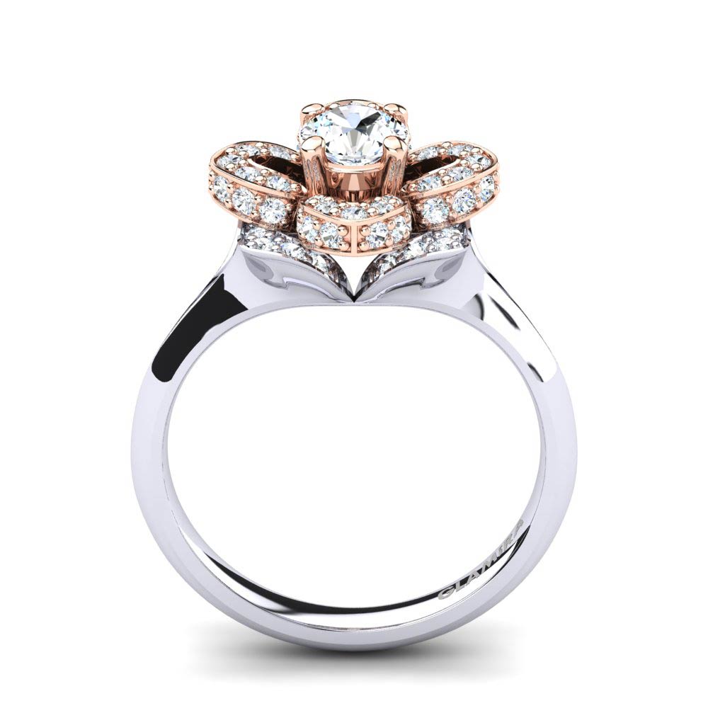 White sapphire Engagement Ring Floret
