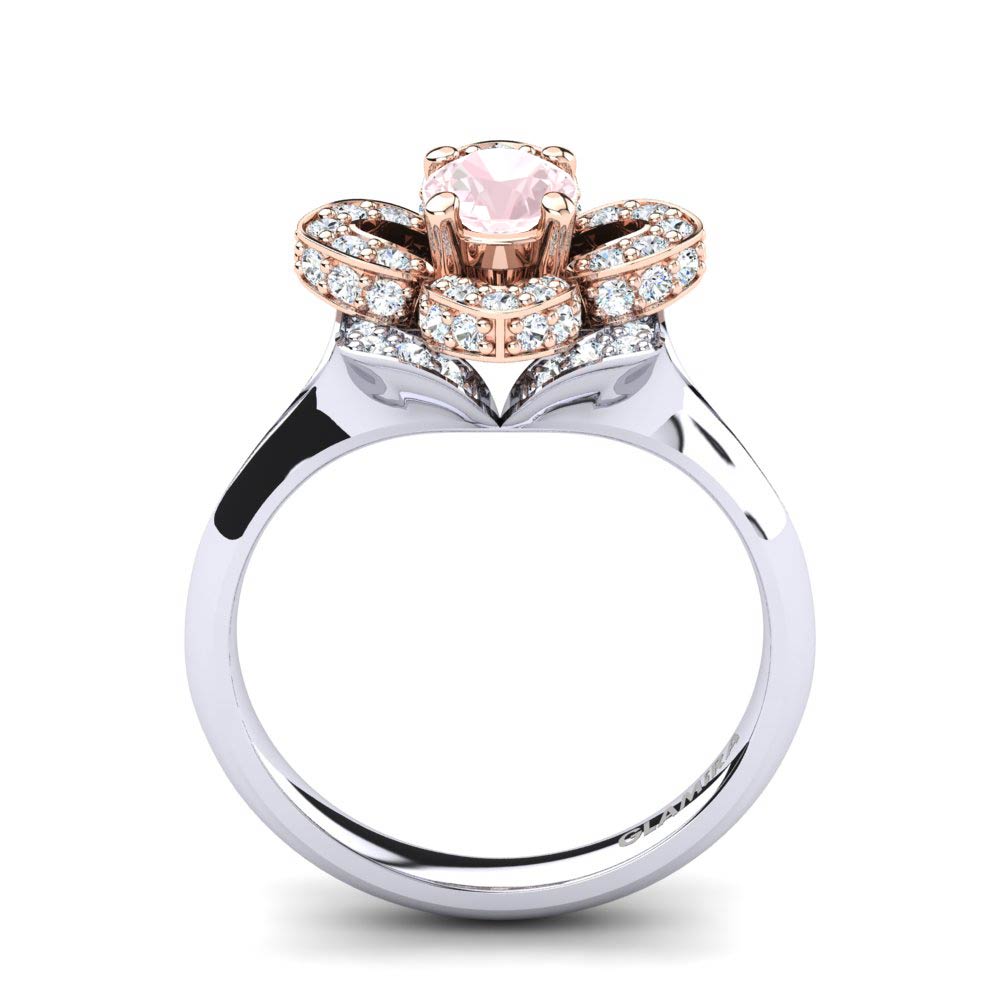 Cuarzo rosa Anillo de compromiso Floret