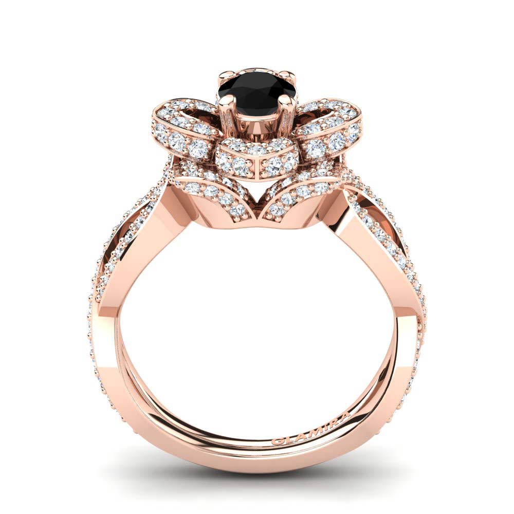 Black Sapphire Engagement Ring Blossom
