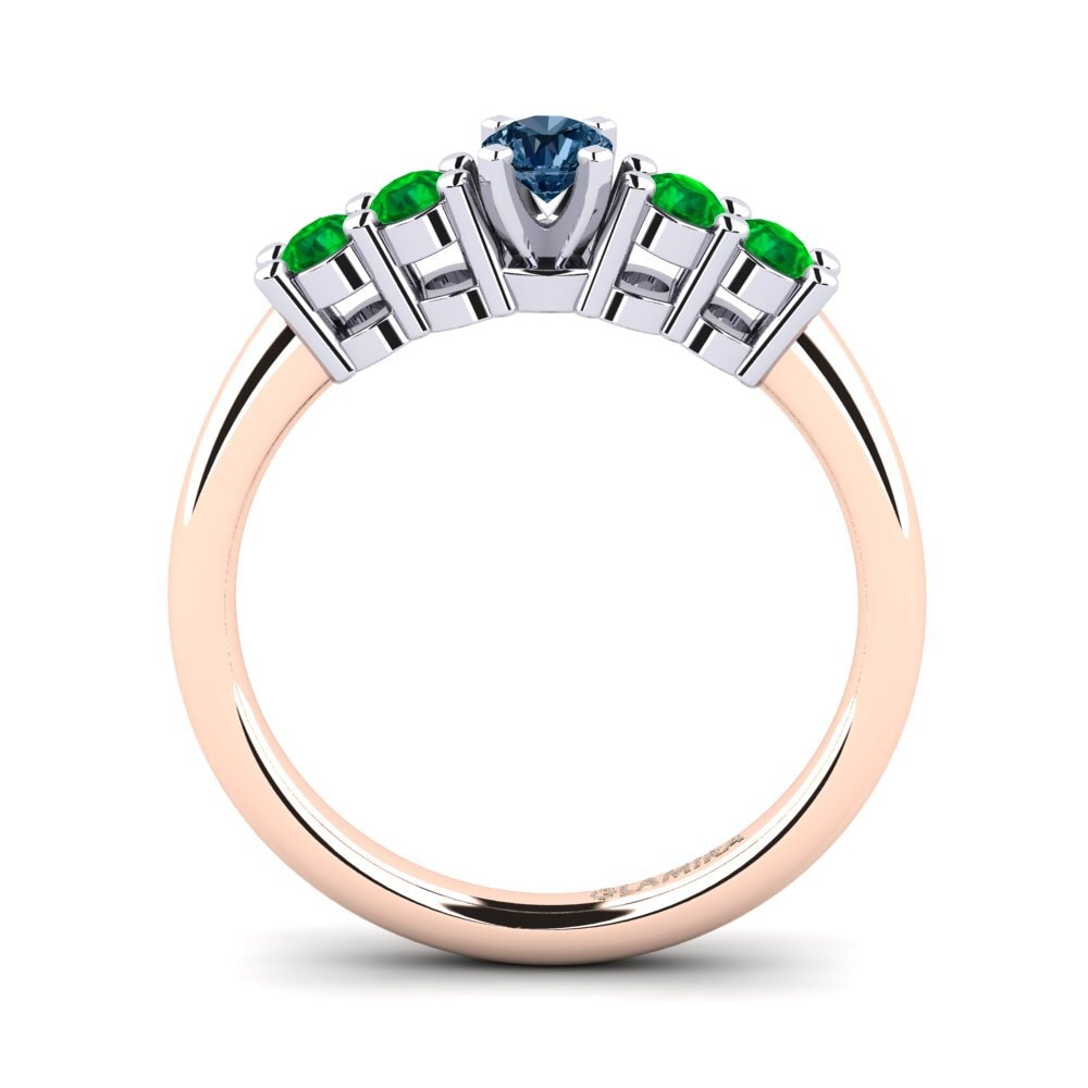 14ct Rose / White Gold Blue Diamond Engagement Ring Fonda 0.16 crt