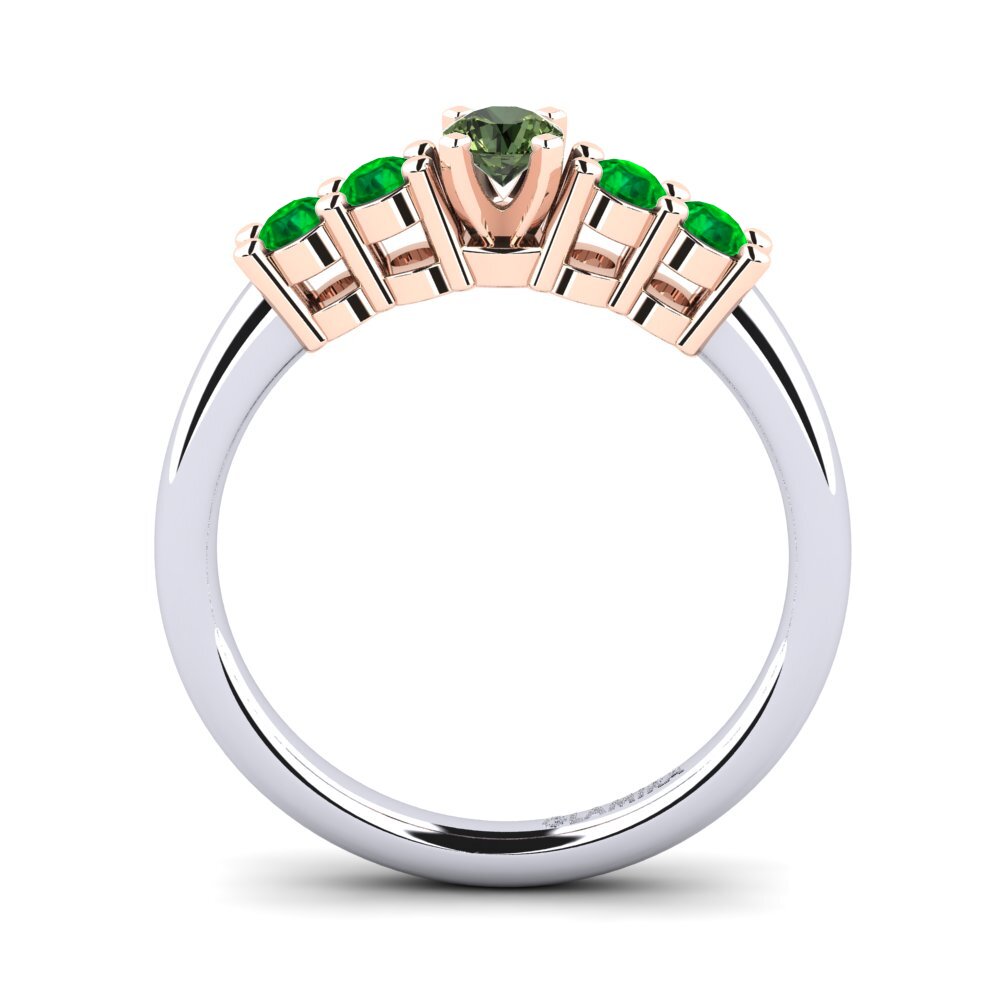 14ct White / Rose Gold Green Sapphire Engagement Ring Fonda 0.16 crt