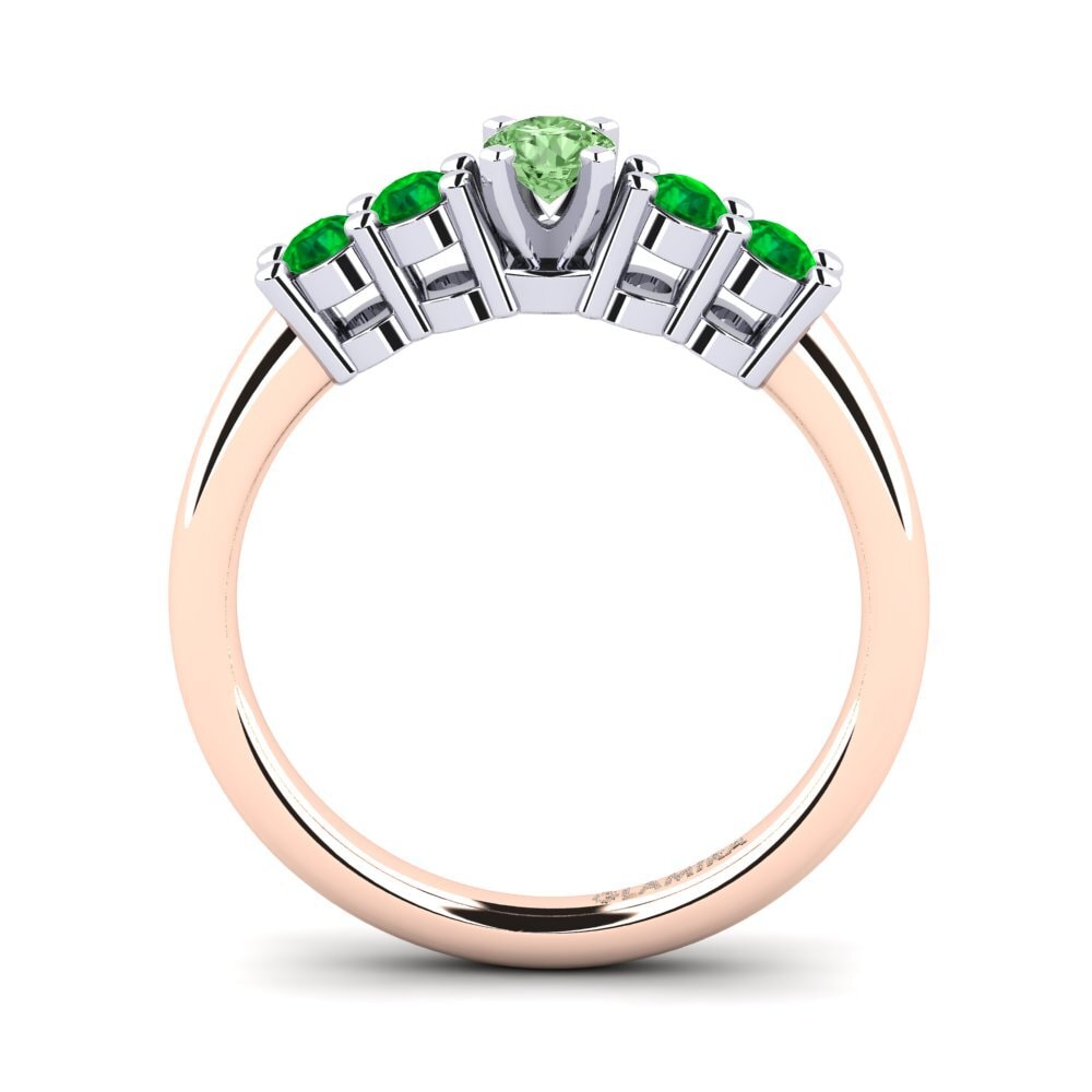 14ct Rose / White Gold Green Diamond Engagement Ring Fonda 0.16 crt
