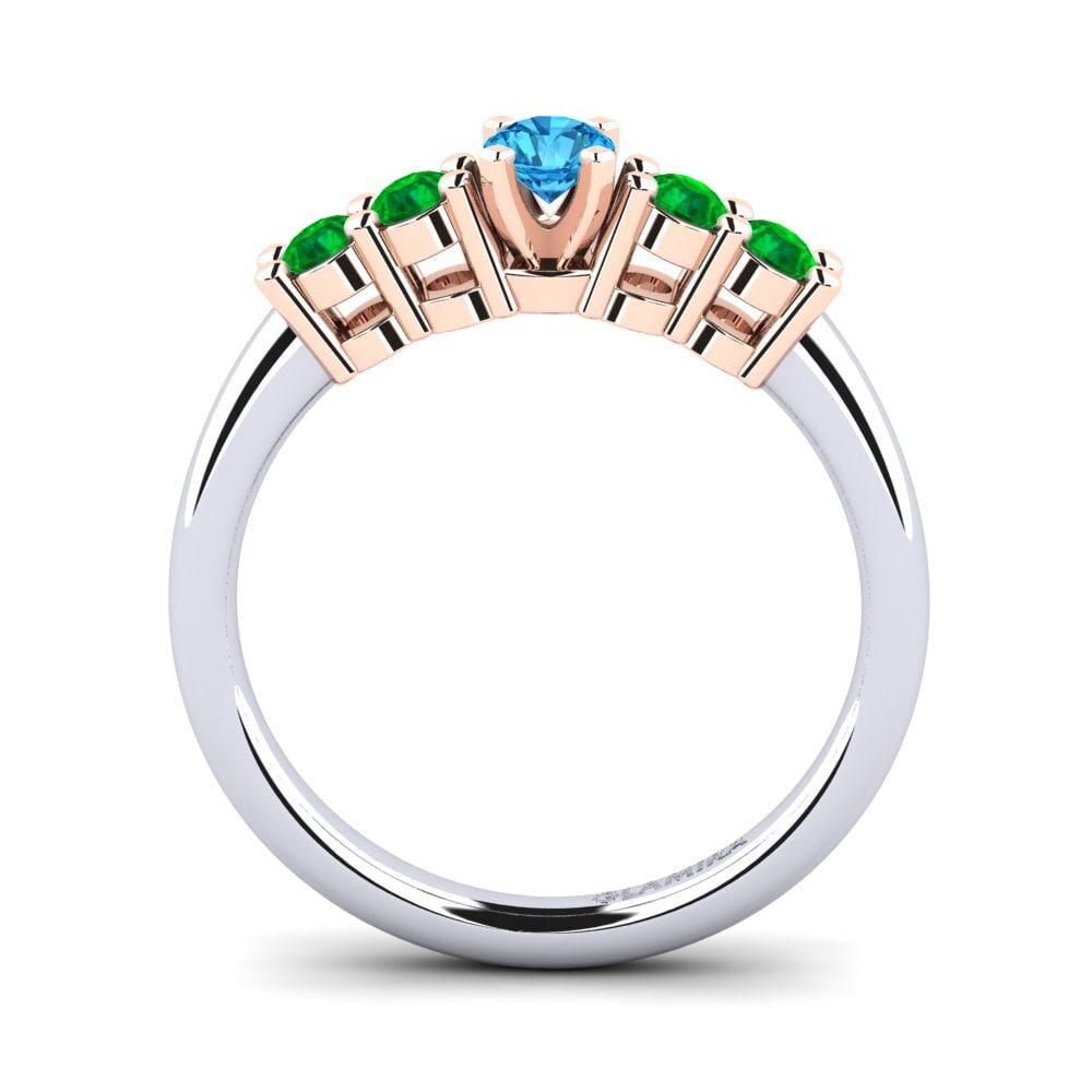 14ct White / Rose Gold Blue Topaz Engagement Ring Fonda 0.16 crt
