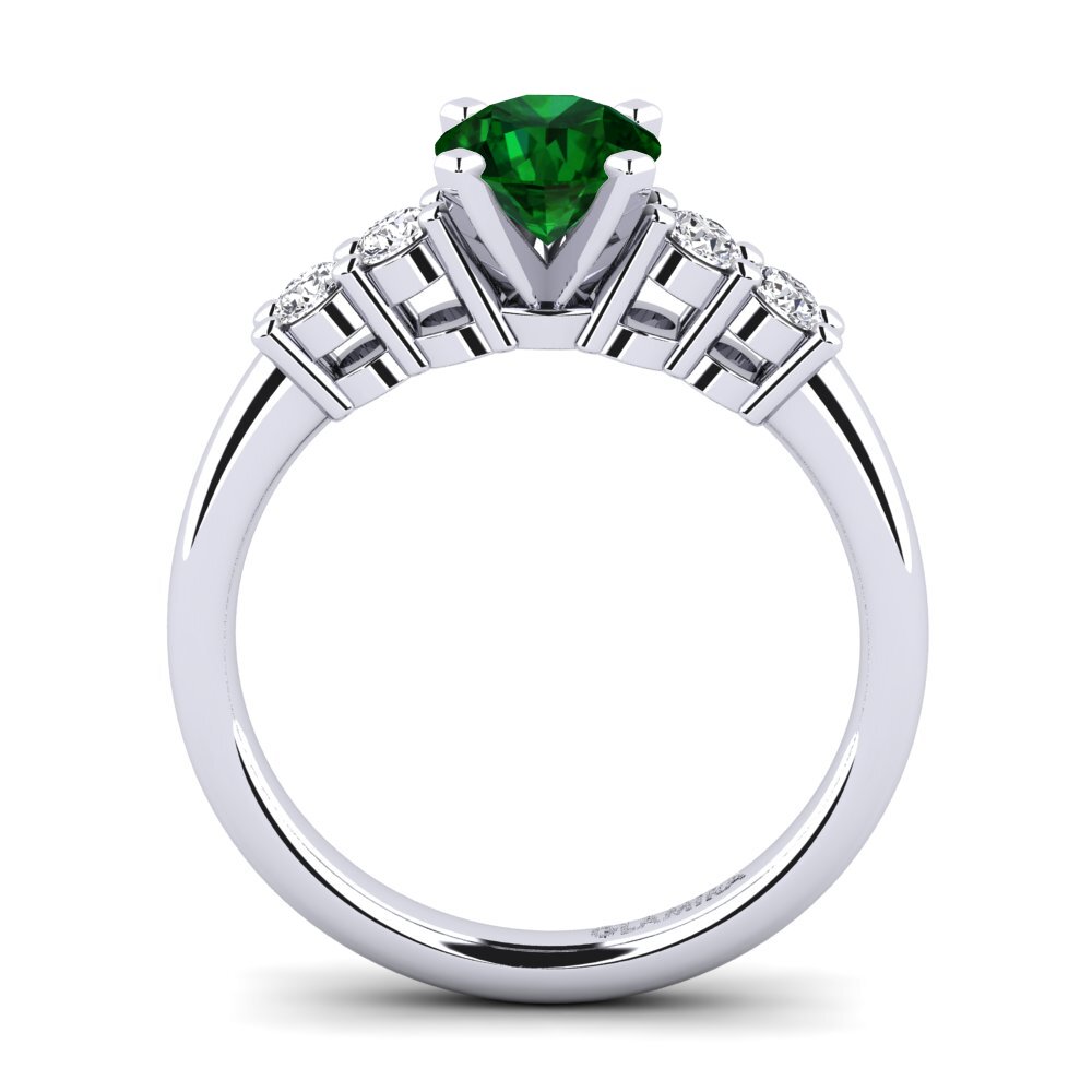 White Silver Tsavorite Engagement Ring Fonda 0.8 crt