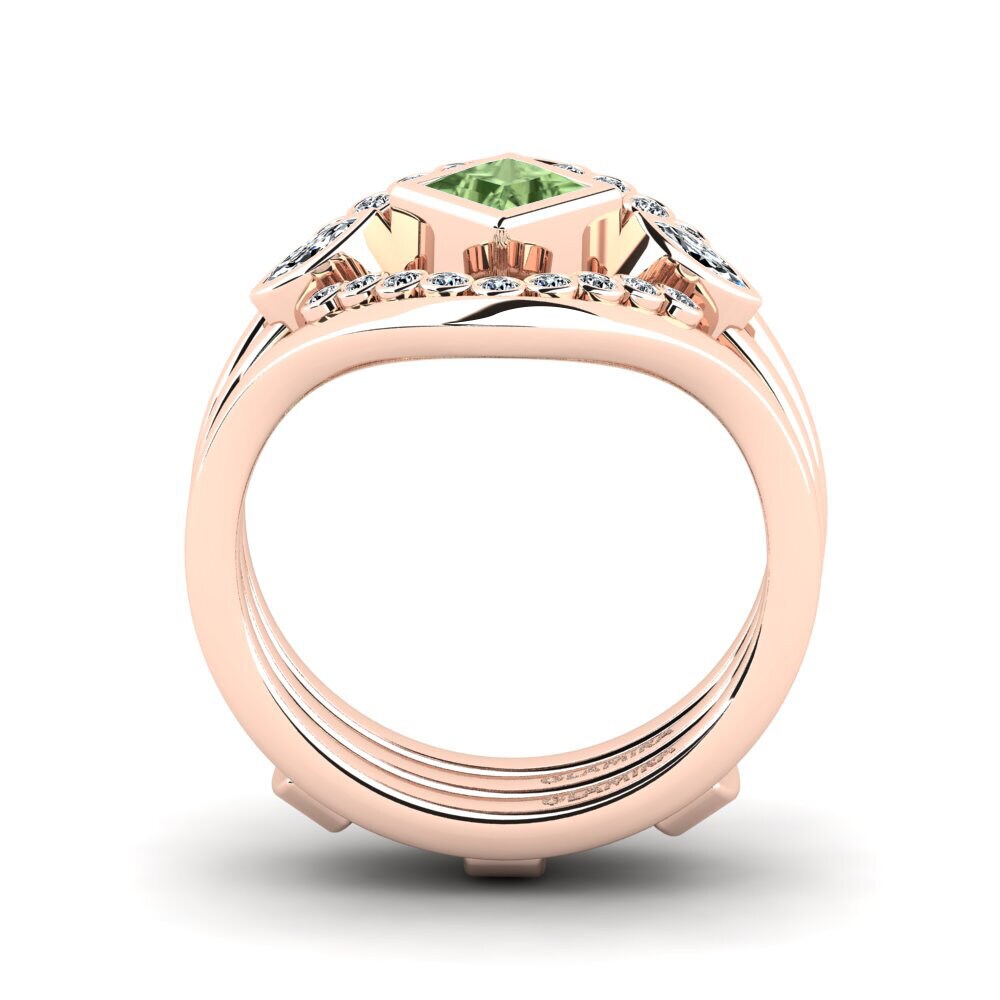 Princesa Zafiro Verde Anillo Forphe SET