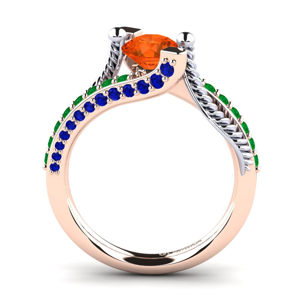 14ct Rose / White Gold Fire-Opal Engagement Ring Fraga