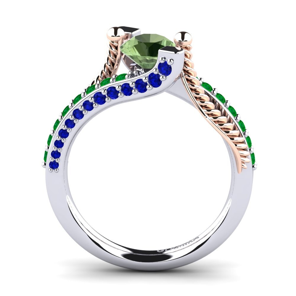 14ct White / Rose Gold Green Sapphire Engagement Ring Fraga