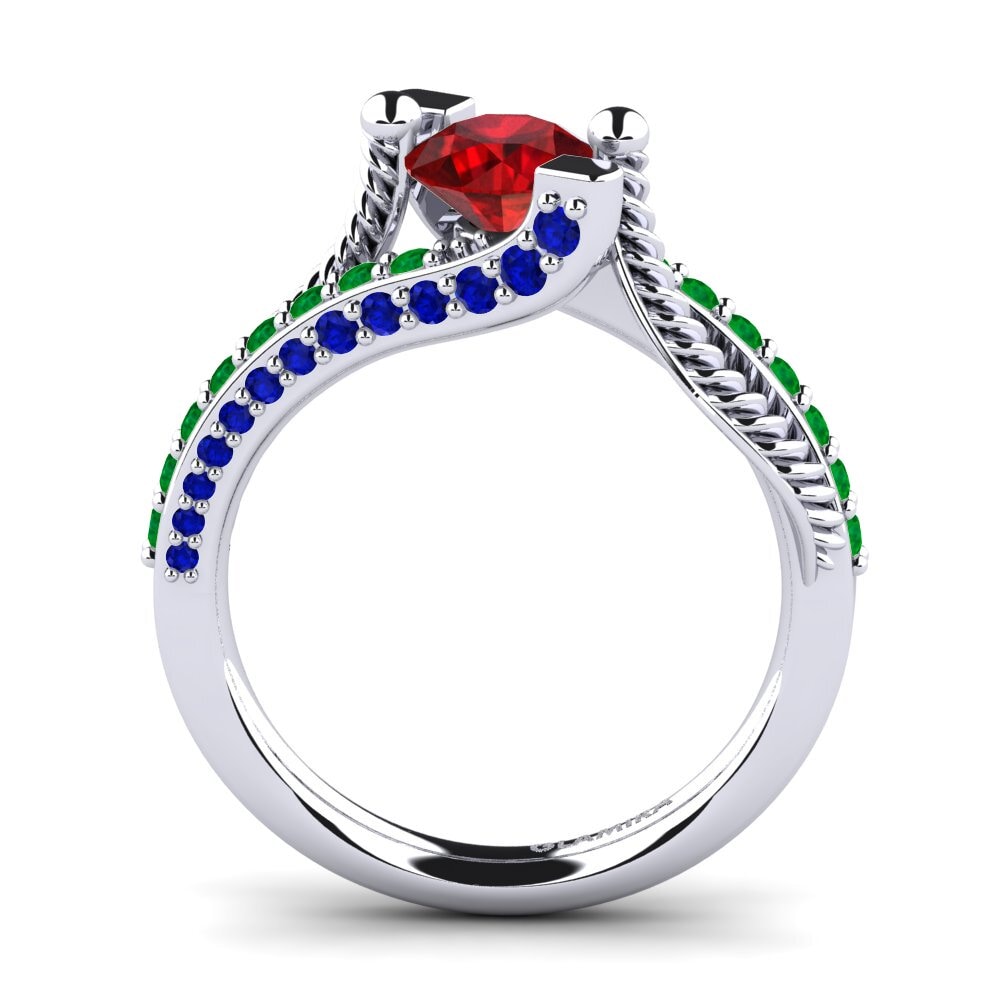 18ct White Gold Ruby (Lab Created) Engagement Ring Fraga