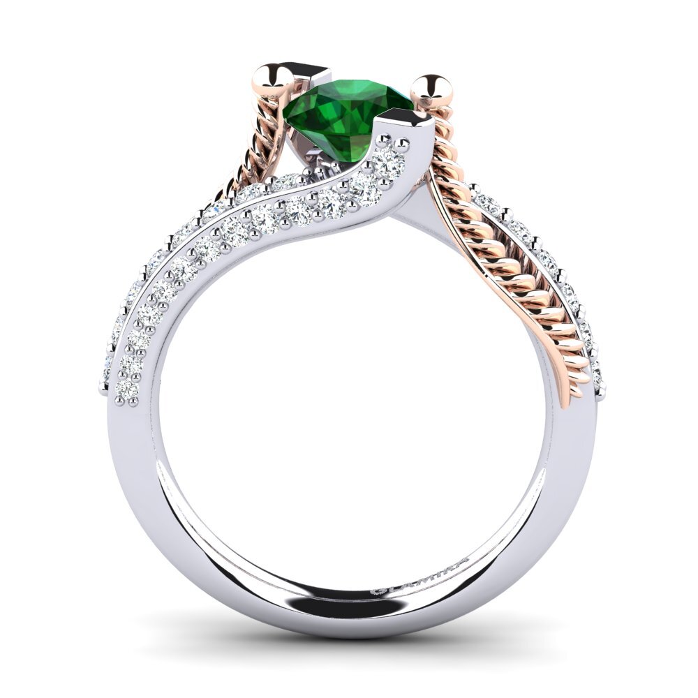 14ct White & Rose Gold Tsavorite Engagement Ring Fraga