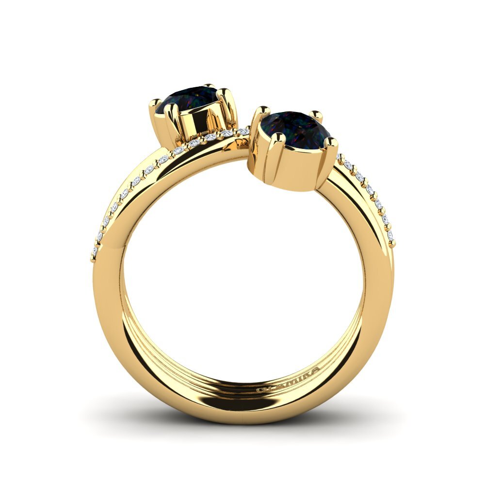 9ct Yellow Gold Black Opal Ring Fredith
