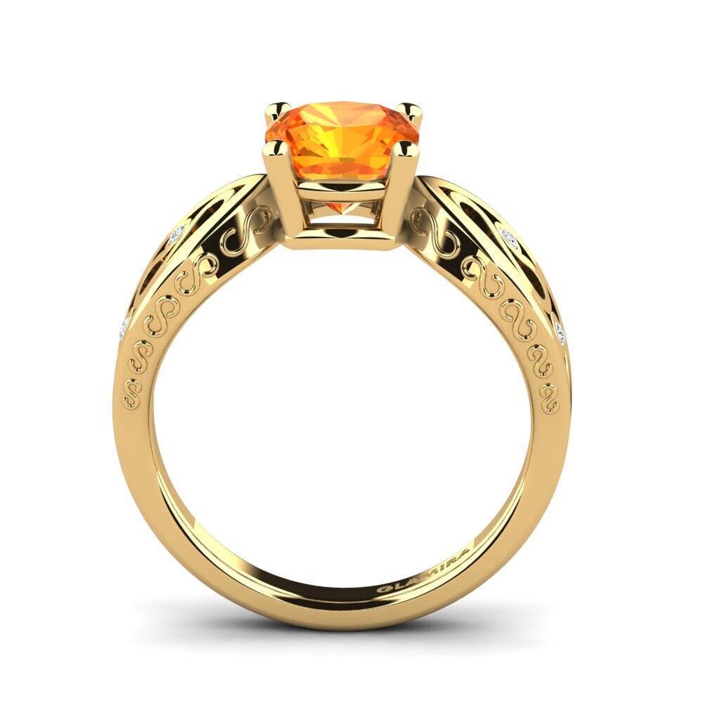 Orange Sapphire Engagement Ring Fresa