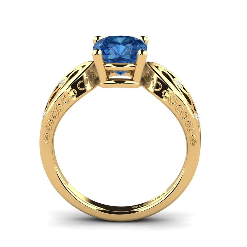 Circonita Azul Oscuro Anillo de compromiso Fresa