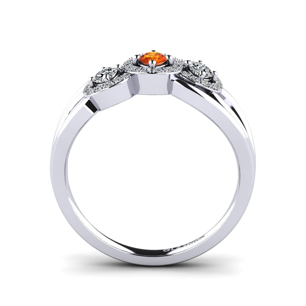 950 Palladium Orange Sapphire Ring Frida