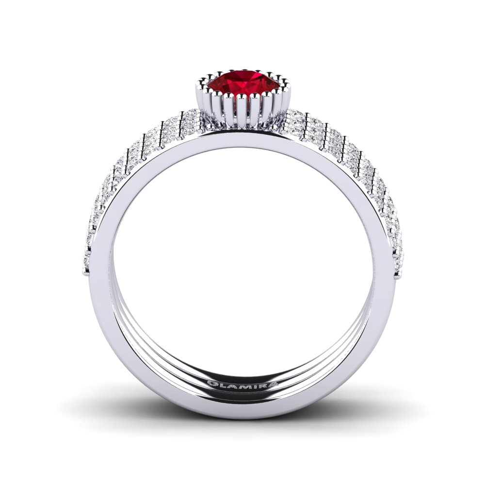 Red Zirconia Engagement Ring Fuhtol