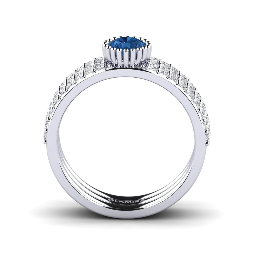 Dark Blue Zirconia Engagement Ring Fuhtol