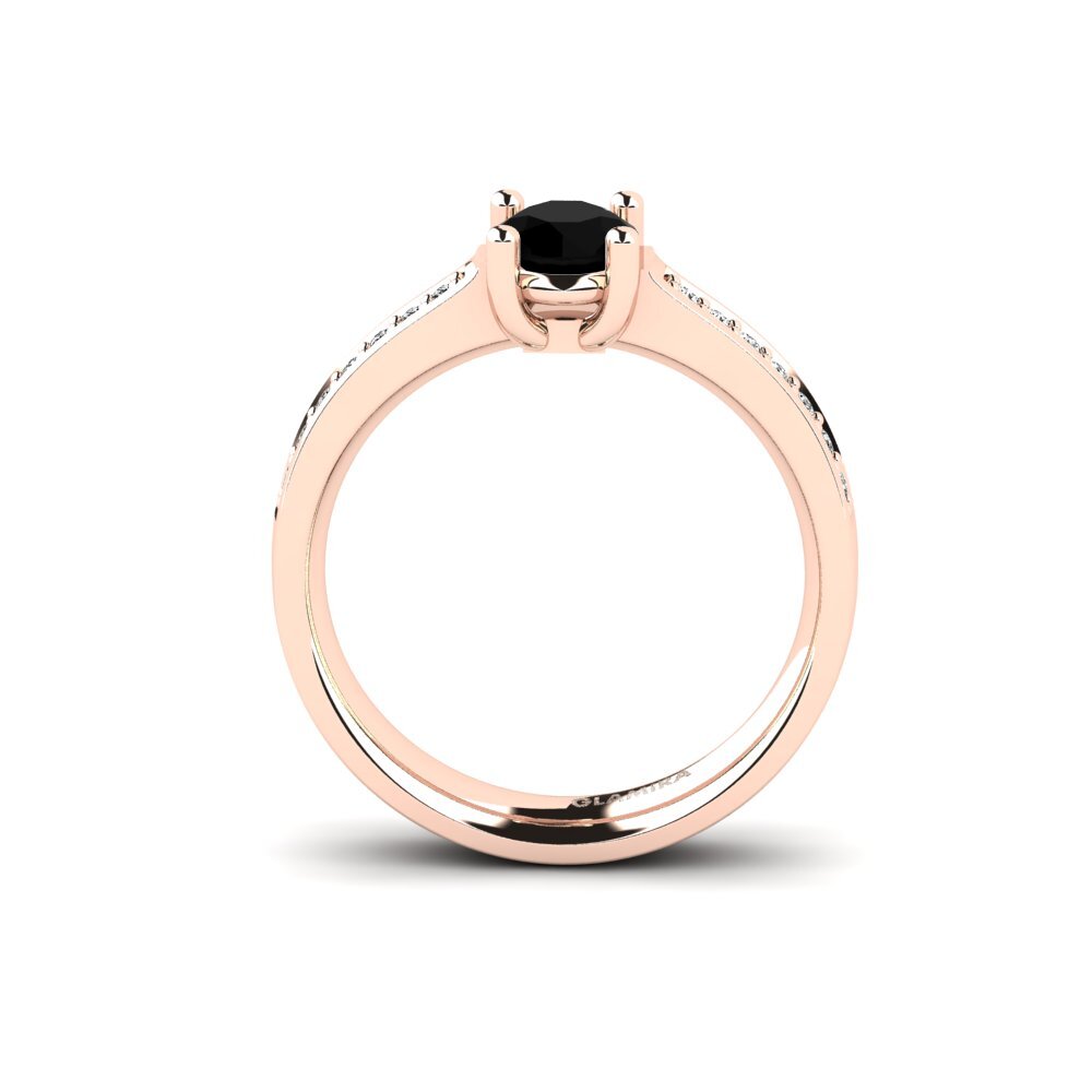 14ct Rose Gold Black Onyx Engagement Ring Ruby