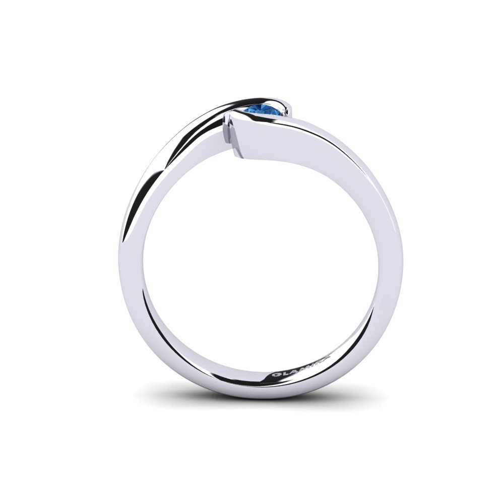 Dark Blue Zirconia Engagement Ring Bridal Luxuy 0.1 crt