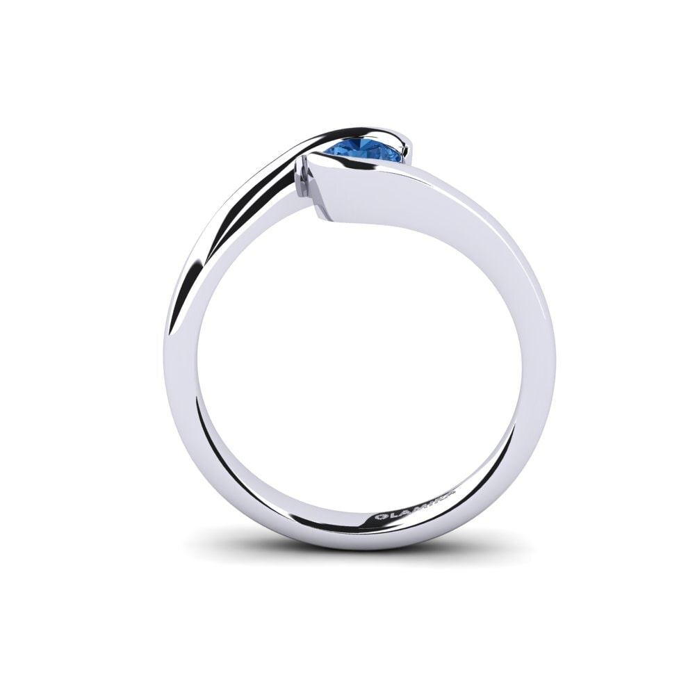 Dark Blue Zirconia Engagement Ring Bridal Luxuy