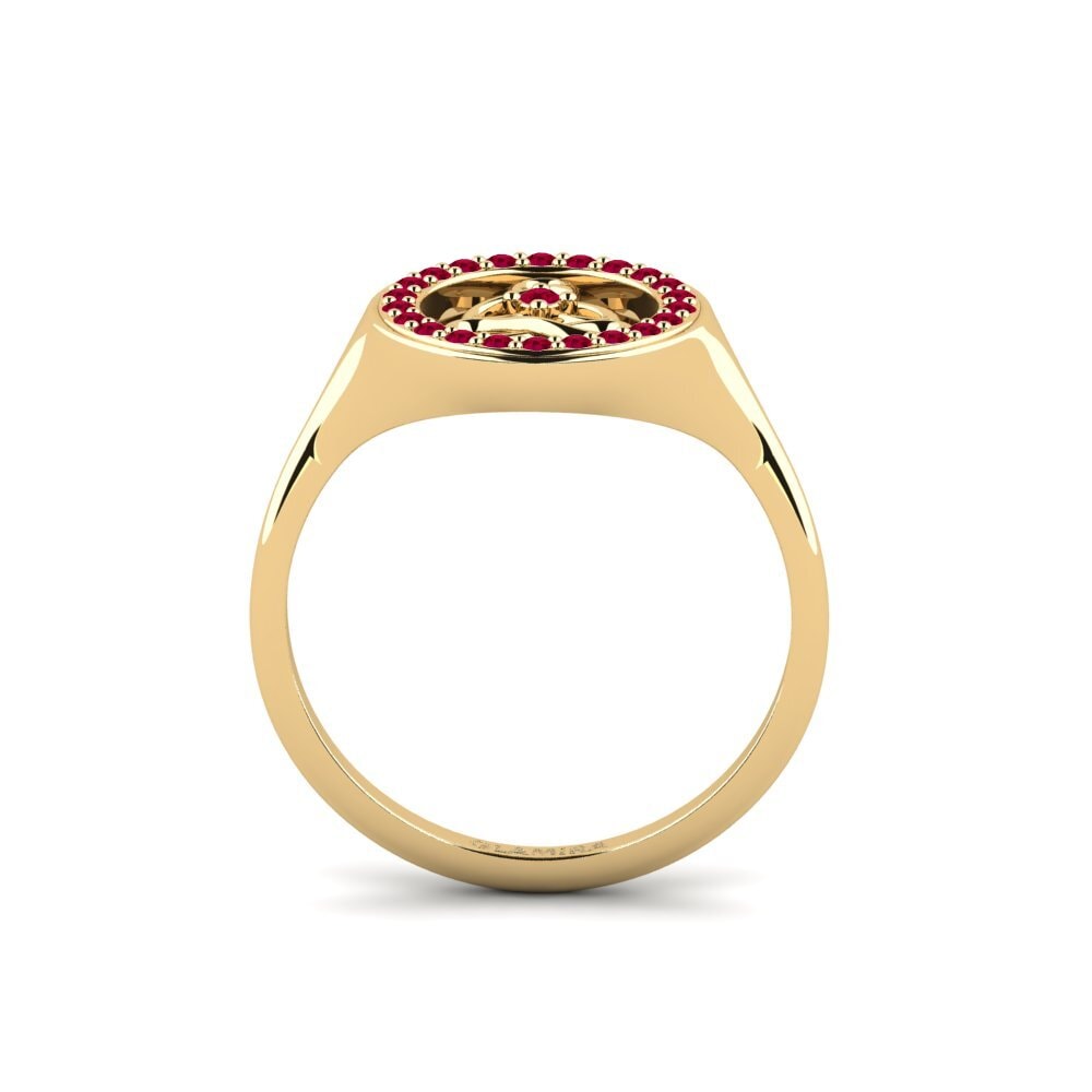 14ct Yellow Gold Round Ruby Ring Gagra