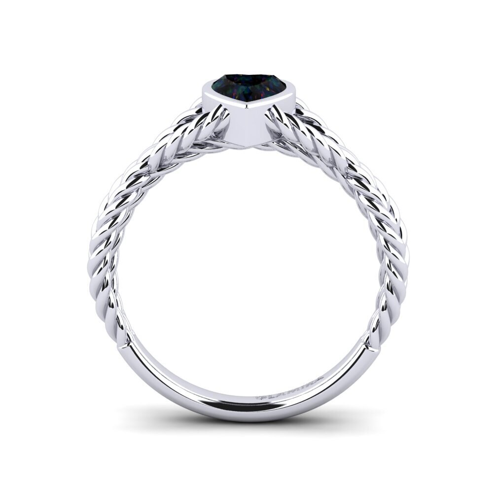 14k White Gold Black Opal Engagement Ring Gallus