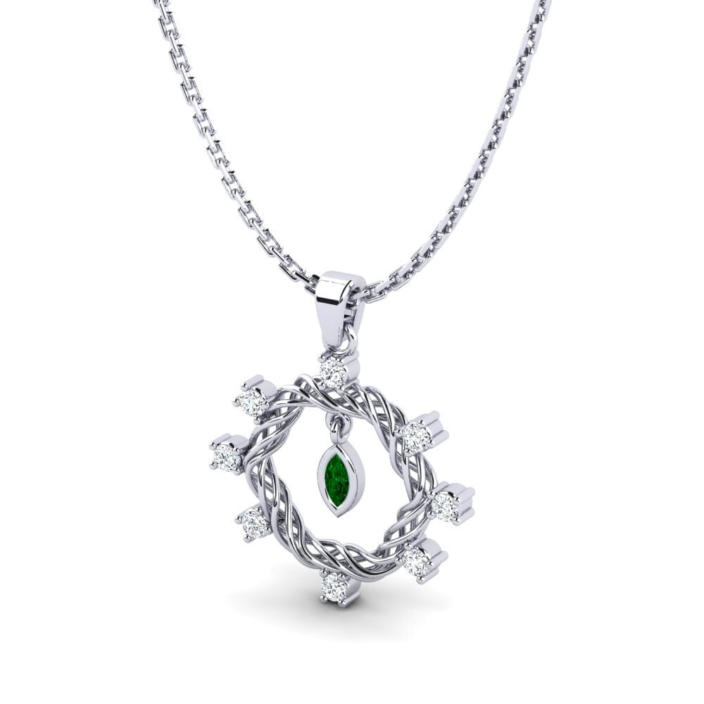 Plata 925 Circonita Verde Colgante de Mujer Gani