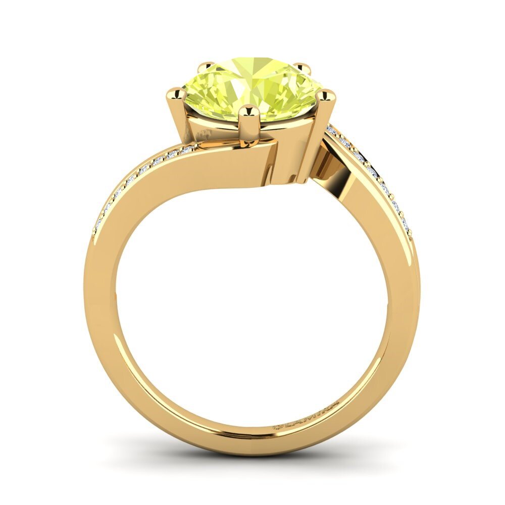 14ct Yellow Gold Lemon Quartz Engagement Ring Gardenia 3.0 crt