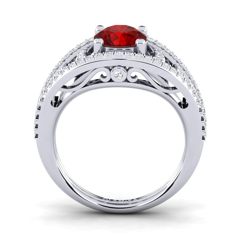 Ruby (Lab Created) Engagement Ring Garland