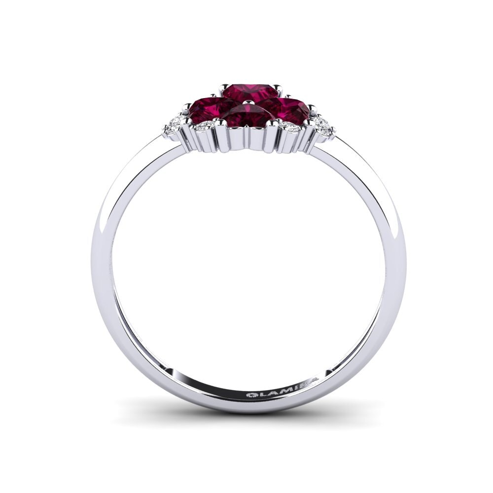 White Silver Rhodolite Garnet Ring Gautvin