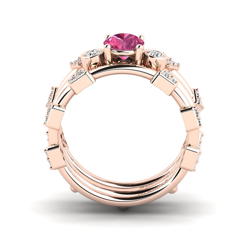 Turmalina rosa Anillo Gdend SET