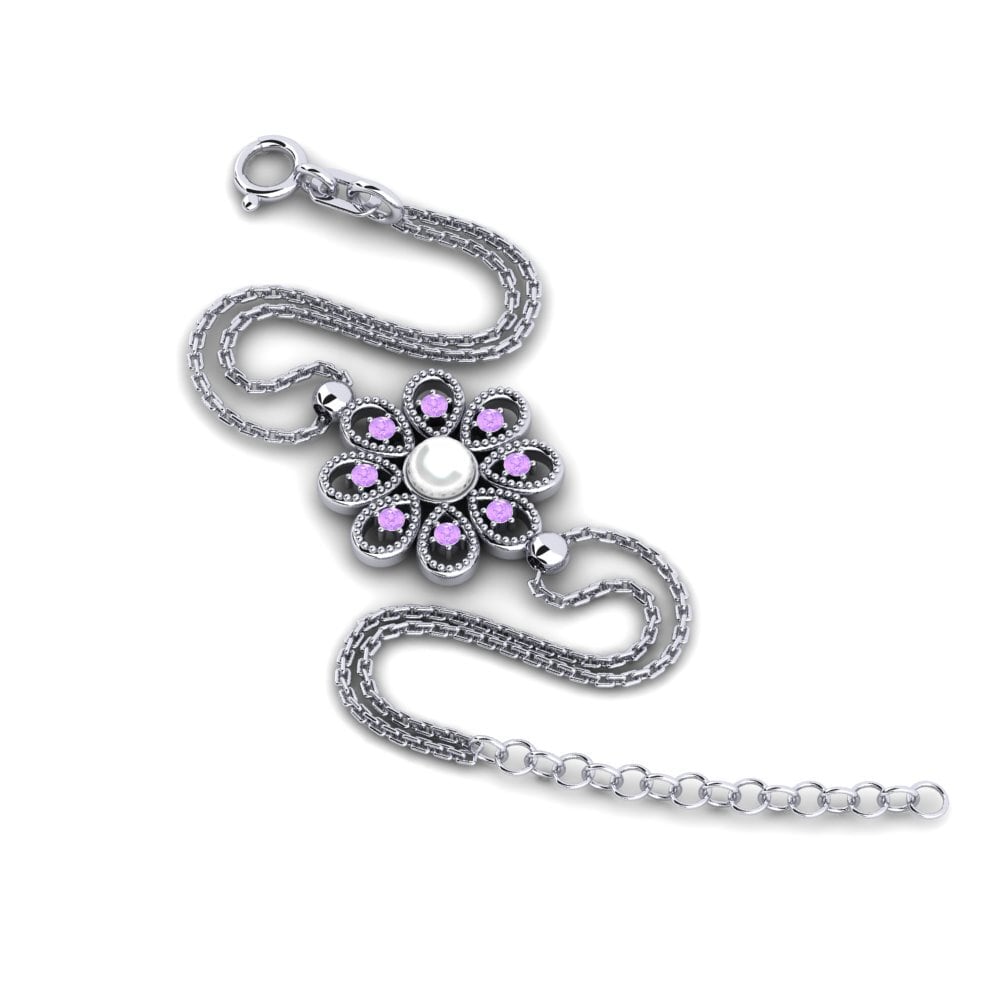 950 Platinum Amethyst Women's Bracelet Gelan