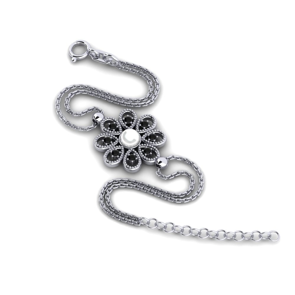 950 Platinum Black Diamond Women's Bracelet Gelan