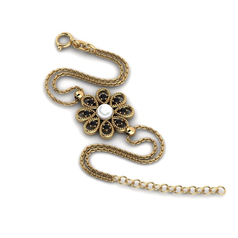 Round Black Diamond Women's Bracelet Gelan