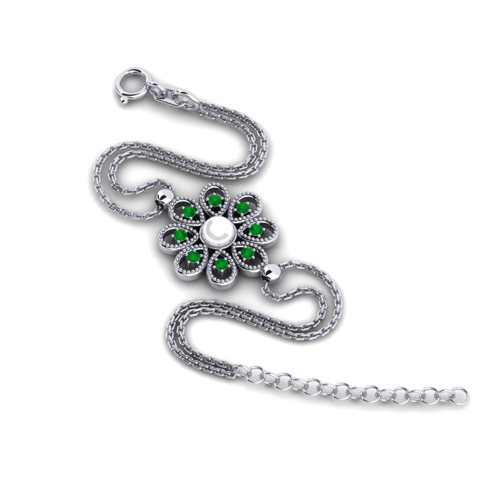 950 Platinum Emerald Women's Bracelet Gelan