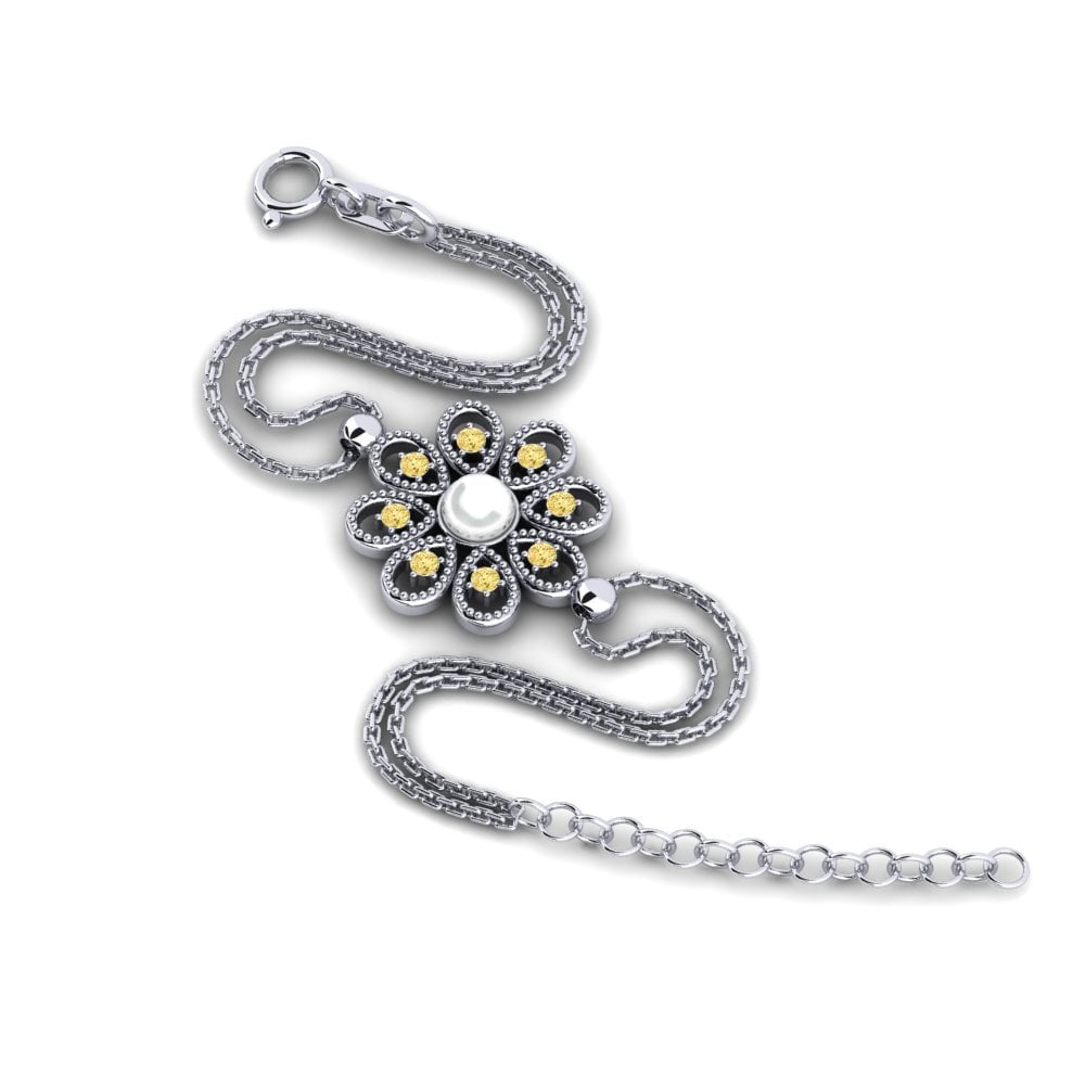 950 Platinum Yellow Diamond Women's Bracelet Gelan