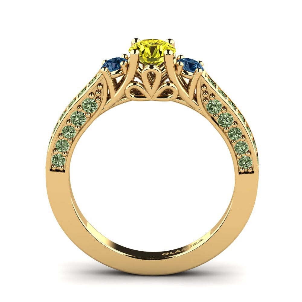 14K Geel Goud Bruids Set Gemmiferous Ringen A