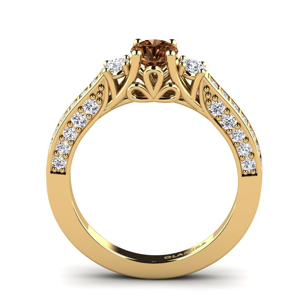 14ct Yellow Gold Brown Diamond Bridal Set Gemmiferous Ring A