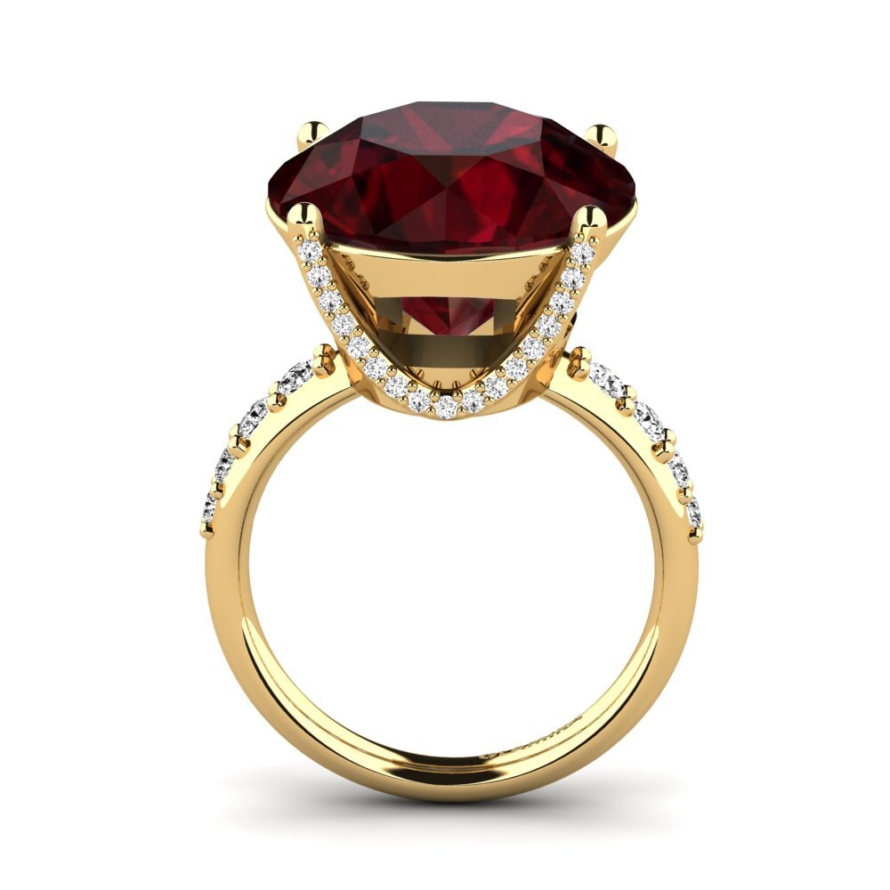 14k Oro Amarillo Granate Anillo Gerlindis