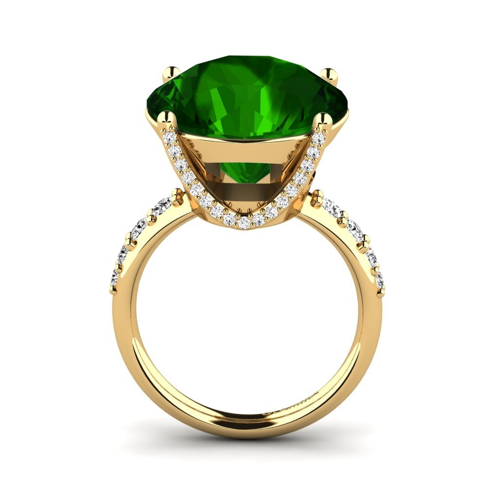 14k Oro Amarillo Turmalina verde Anillo Gerlindis