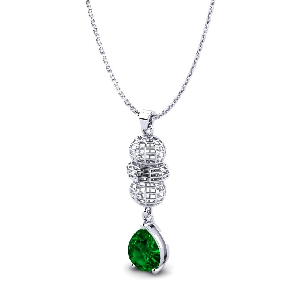 Plata 925 Circonita Verde Colgante de Mujer Gerry