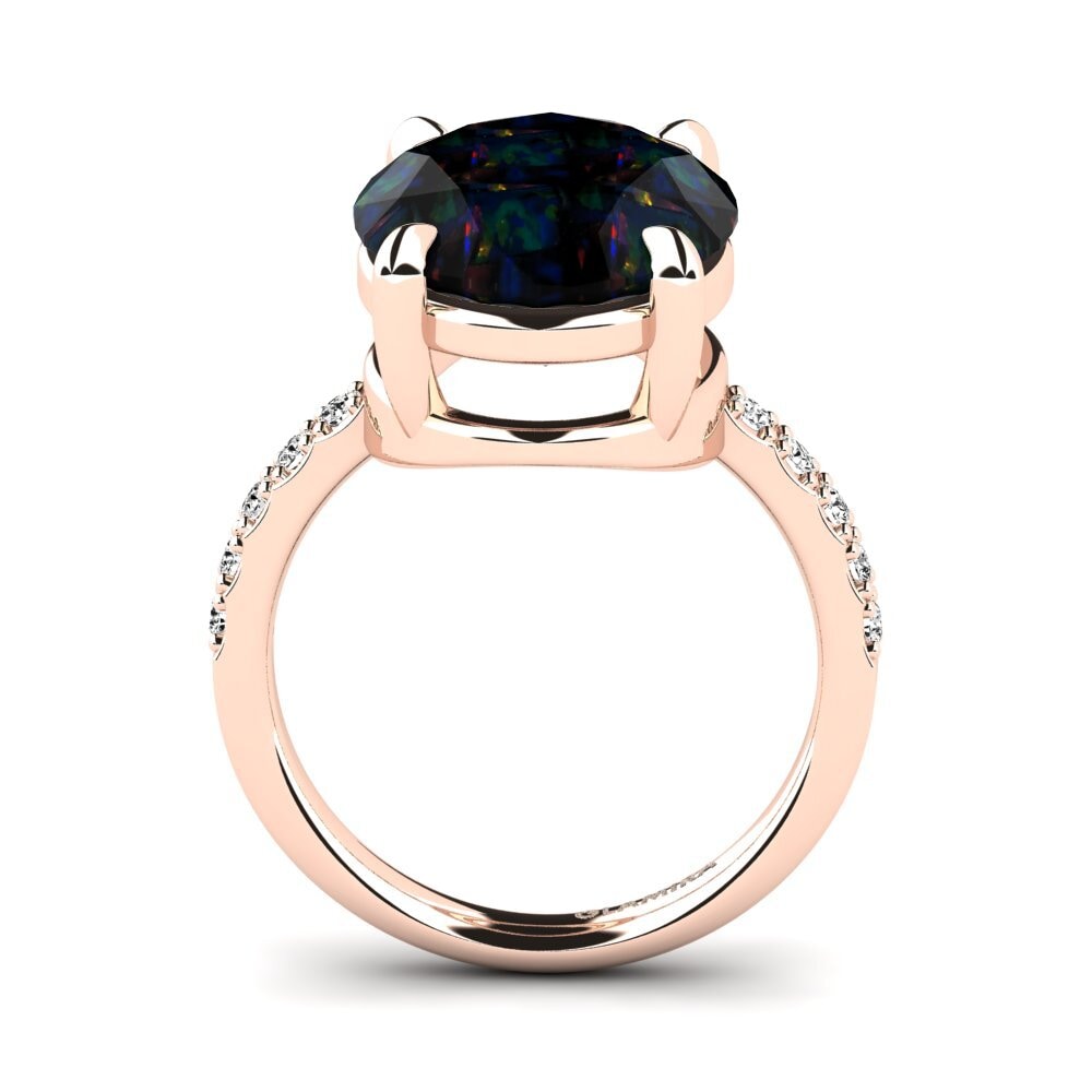 14k Oro Rosa Opalo Negro Anillo Gillian