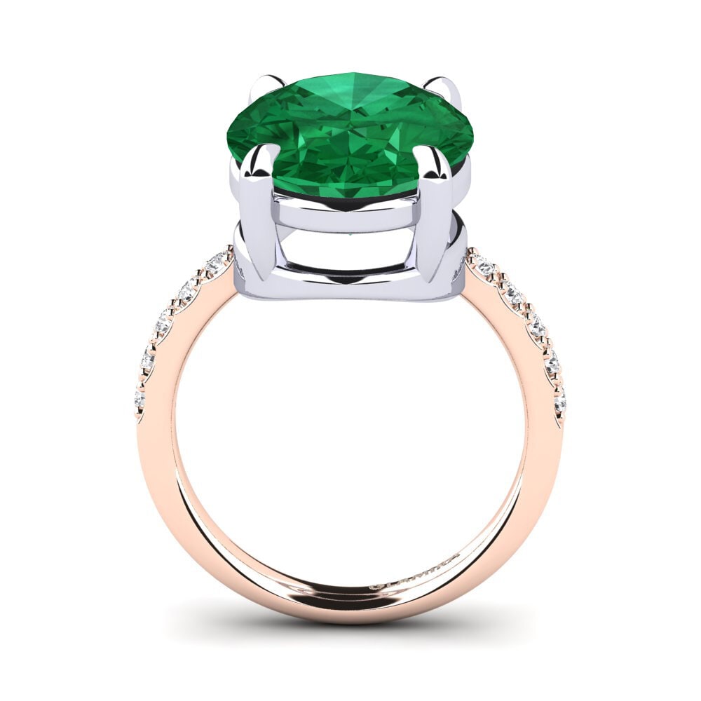 18ct Rose & White Gold Emerald (Lab Created) Ring Gillian
