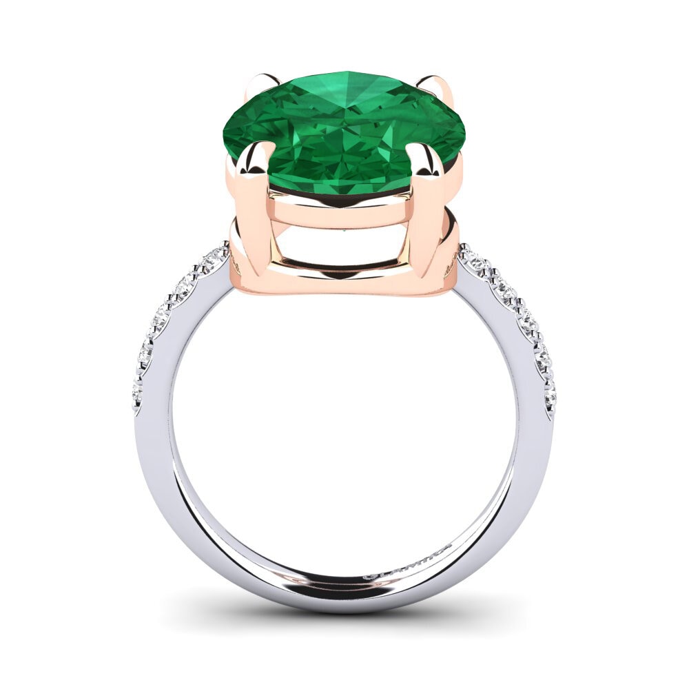 18ct White & Rose Gold Emerald (Lab Created) Ring Gillian