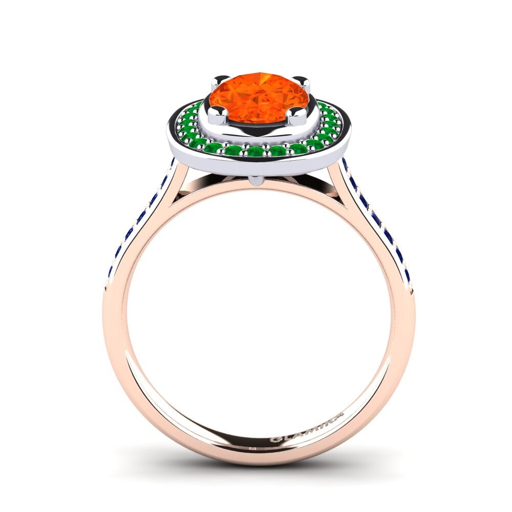 14ct Rose / White Gold Fire-Opal Engagement Ring Girona