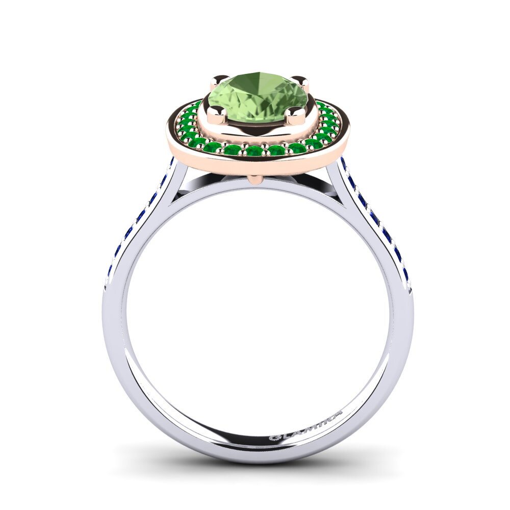 14ct White / Rose Gold Green Sapphire Engagement Ring Girona