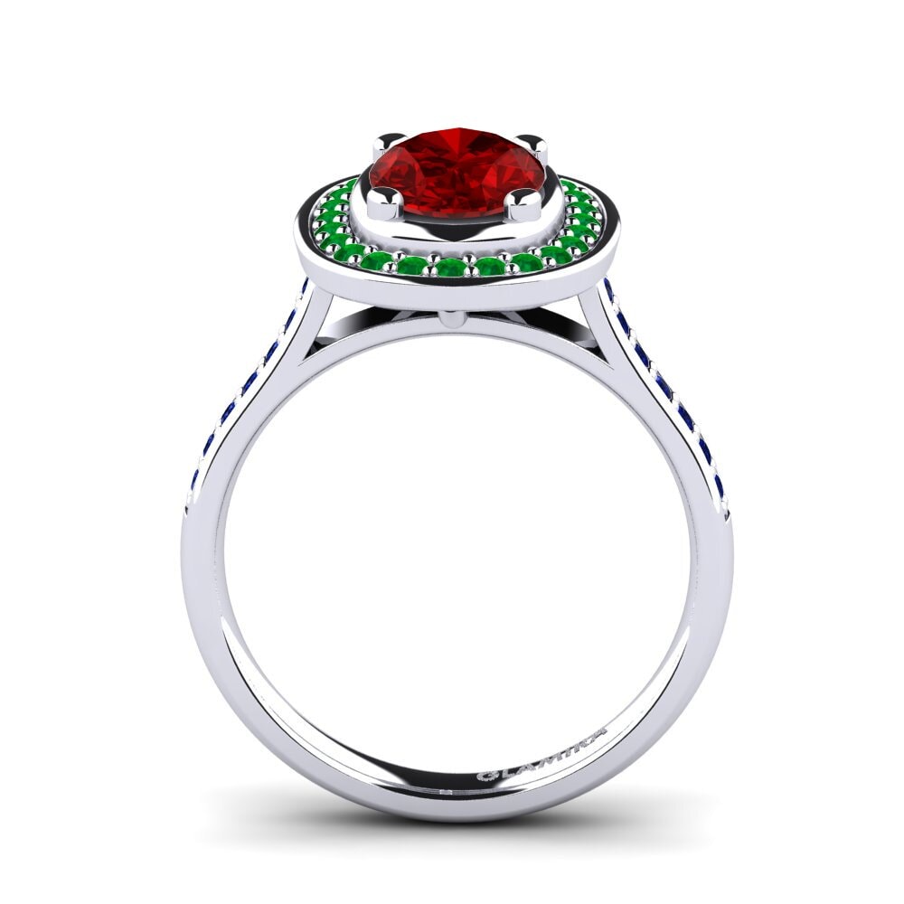 18ct White Gold Ruby (Lab Created) Engagement Ring Girona