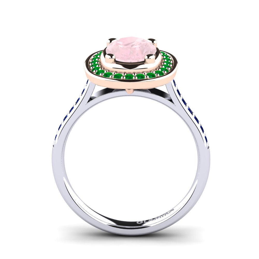 14ct White / Rose Gold Rose Quartz Engagement Ring Girona